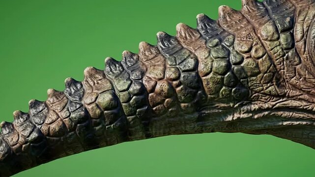 Close-Up View of Crocodile Scales with Textured Surface Against a Green Background