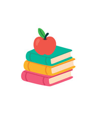 stack of books with apple on top isolated on white background vector © Tetiana Kasatkina