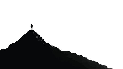A solitary figure stands silhouetted atop a rugged mountain peak © MdSafi