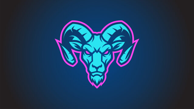 Neon Ram Mascot Logo for Esports, Gaming Teams and Streamers