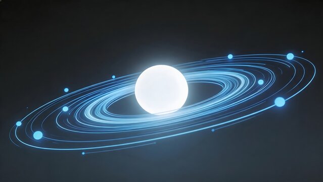Space planet with orbiting rings