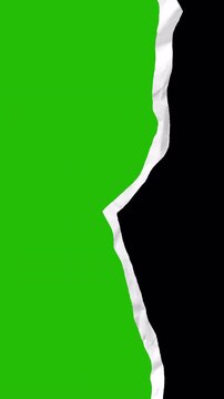 Torn Ripped Paper Side Reveal Transition Green Screen Overlay Smooth Edge Opening Effect 4K Video