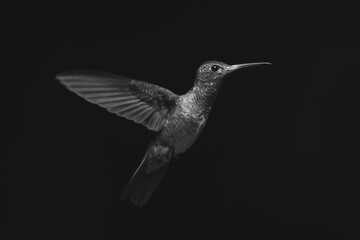 Fototapeta premium Mono rufous-tailed hummingbird stretching wings in sunshine