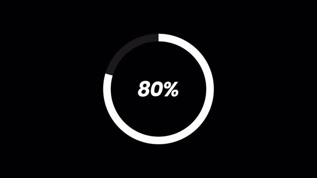 Circle loading with indicator percentages, load, process, processing bar animation, good for video element asset, ui and ux design, 4k animation compatible alpha channel.