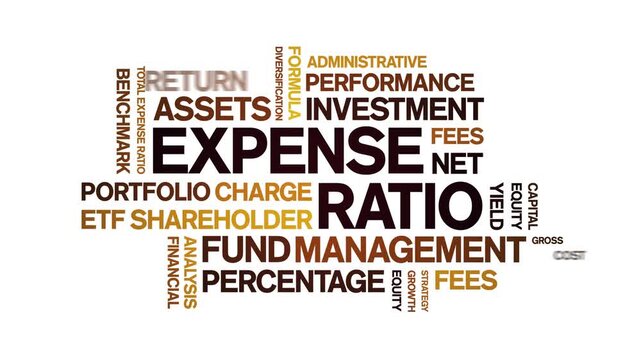 Expense Ratio animated word cloud-text design animation tag kinetic typography seamless loop.