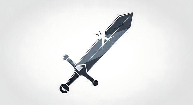Fantasy sword, glowing silver sword, medieval weapon, illustration