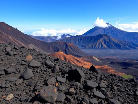 Volcanic rocks and terrain at the foot of Volcan Baru, landscape, rocky