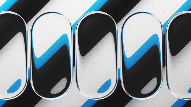 Liquid glass shapes with glossy neon glow on dark background. Abstract background in seamless loop.