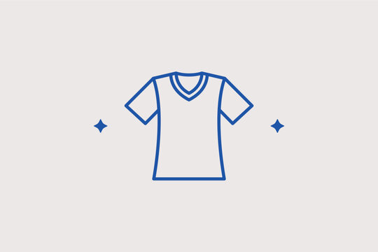 V-neck T-shirt line icon for basic apparel and casual layering. Versatile vector illustration for t-shirt printing services and wardrobe essential lists.