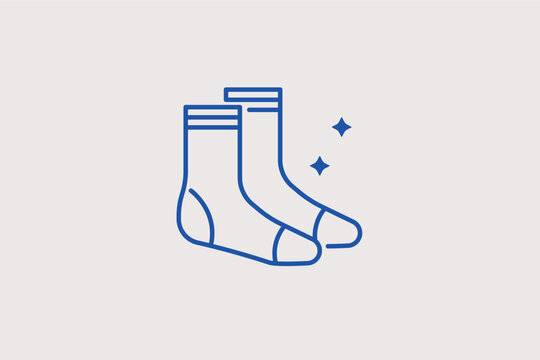 Pair of socks line icon for everyday essentials and hosiery collections. Simple vector illustration for apparel shops and laundry service icons.