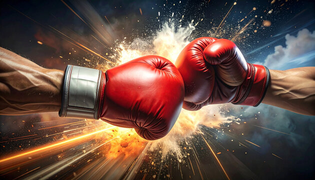 Boxing match close up