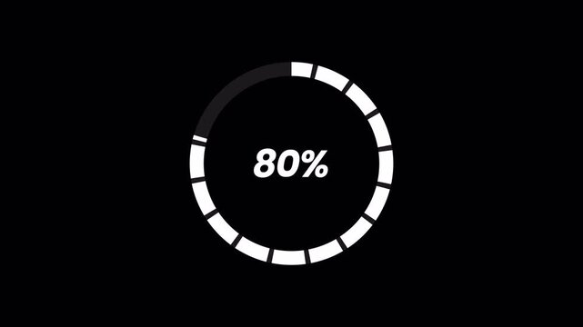 Circle loading with indicator percentages, load, process, processing bar animation, good for video element asset, ui and ux design, 4k animation compatible alpha channel.