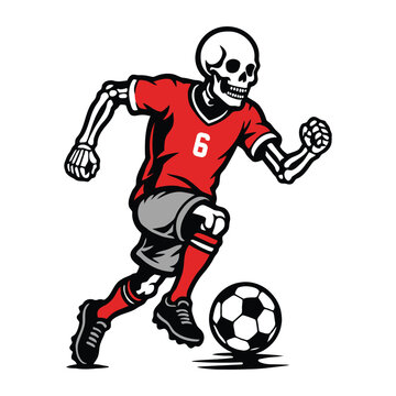 Skeleton soccer dribbling ball vector illustration