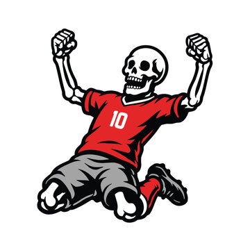 Skeleton soccer celebration vector illustration