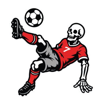Skeleton soccer bicycle kick ball vector illustration