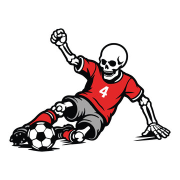 Skeleton soccer tackle ball vector illustration