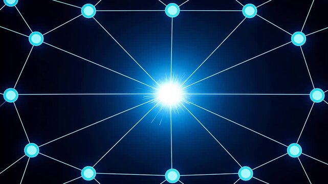 Blue network nodes with central light
