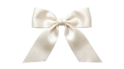 Elegant tied cream satin ribbon bow on a transparent background