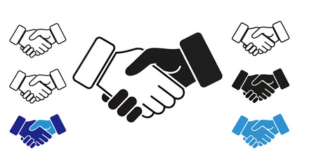 Fototapeta premium Group of handshake illustrations representing agreement, partnership, and collaboration in business contexts.