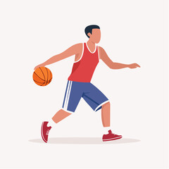 Naklejka premium Basketball Player Dribbling Ball