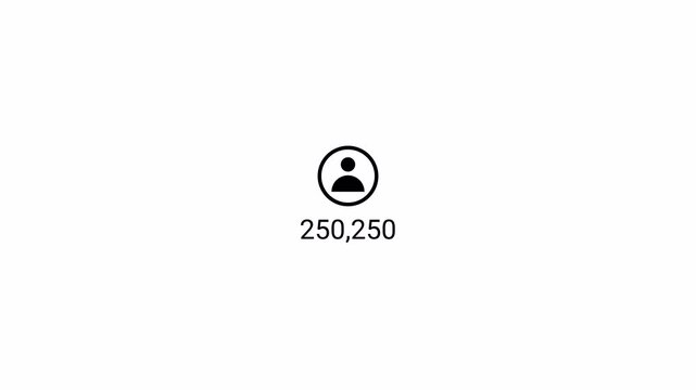 Social media activity counter,Animated five lac incoming followers counter video, 500K followers 4k background animation,counting up to 500,000 people on alpha channel, 500k Subscriber counter
