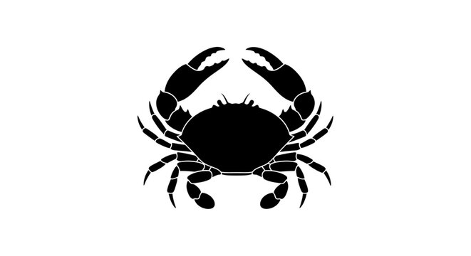 Black Silhouette Crab Isolated White.