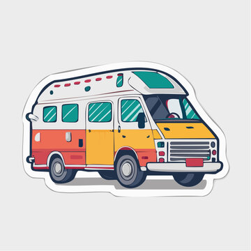 Colorful Retro Camper Van Illustration