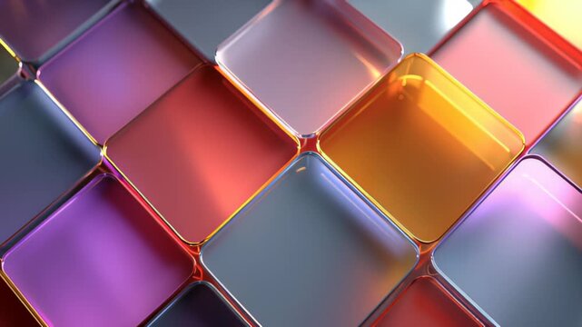 Colorful glass tiles arranged in a geometric pattern creating a vibrant surface for visual interest