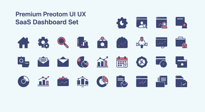 Premium Preotoma UI UX SaaS Dashboard Icon Set for Web and App Design Applications