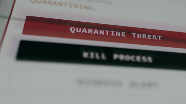 User taps the button labeled QUARANTINE THREAT to isolate a suspicious file