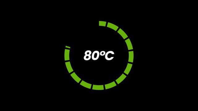 Circle temperature indicator variable, load, process, processing bar animation, good for video element asset, ui and ux design, 4k animation compatible alpha channel.