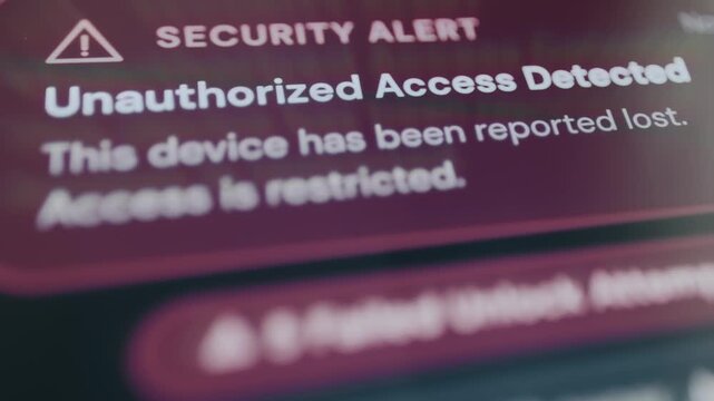 Security Alert of Unauthorized Access Detected on a lost device