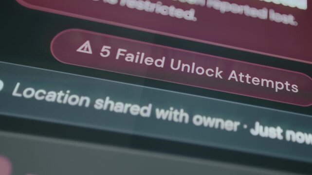 Message of 5 Failed Unlock Attempts on a device