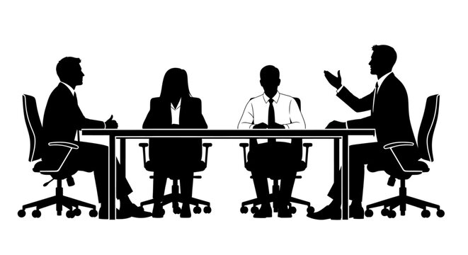 Business professionals sitting at conference table for corporate meeting