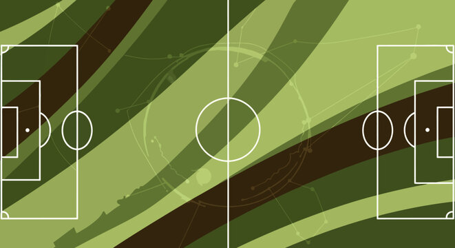 Flat vector background for world cup football poster, abstract football field shapes, dynamic lines, global sports theme, green and brown color palette, minimal modern style, no text, high-quality vec