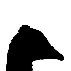 Black silhouette of a goose head isolated on white background. Side view of a farm bird or waterfowl profile. Minimalist animal vector illustration. © Achmad