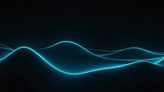 Blue neon wave lines on dark background