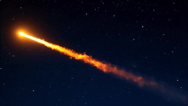 Meteor streaking across night sky