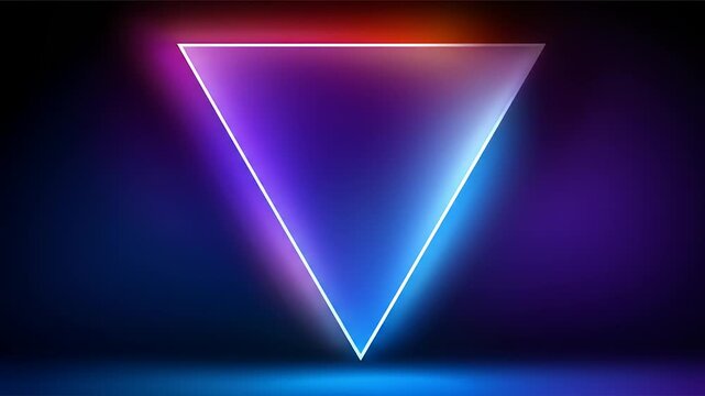 Abstract neon triangle with vibrant color gradient on dark background