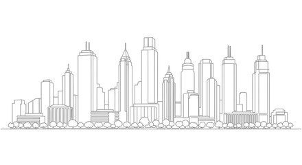 Obraz premium Minimalist line drawing of a city skyline with line art
