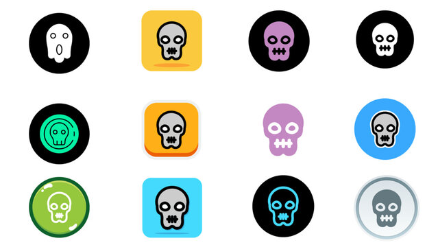 Horror Survival Game Line Icons Zombie Monster Escape Set
