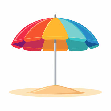 Colorful Beach Umbrella on Sand