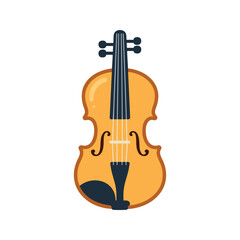 Fototapeta premium Illustration of a violin with dark blue pegs, strings, and tailpiece on white