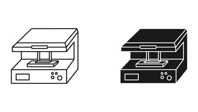 Vector illustration of 3d printer in black and white isolated on white background