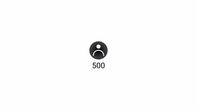 Social media activity counter,Animated five hundred incoming followers counter video, 500 followers 4k background animation,counting up to 500 people on alpha channel, 500 Subscriber counter