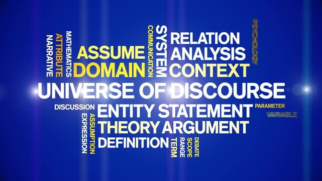 Universe of Discourse animated word cloud-text design animation tag kinetic typography seamless loop.