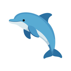 Fototapeta premium Illustration of a light blue dolphin leaping joyfully in the ocean