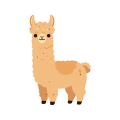 Fototapeta premium Illustration of a light brown llama with a soft fur texture in a cartoon style