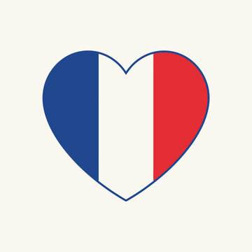 French flag heart shape representing love and patriotism for France, a symbol of national pride and unity