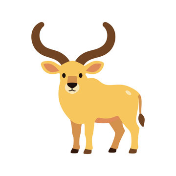 Stylized illustration of a common eland standing on a white background